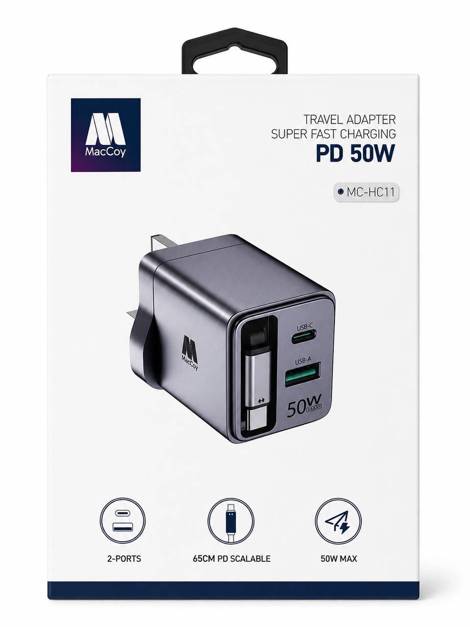 اداپتور فست شارژ کابل سر خود مک کوی MC-HC11
