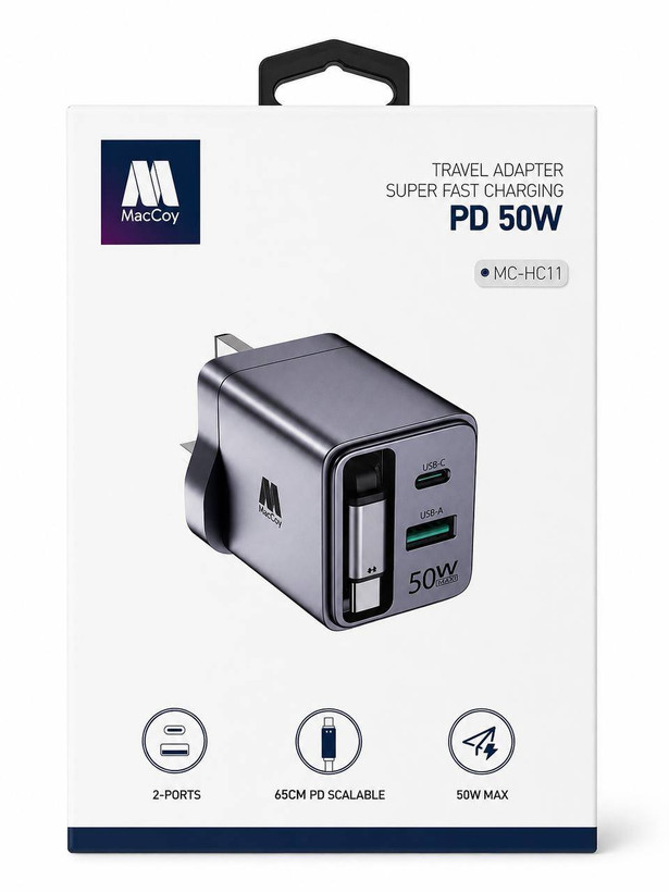 اداپتور فست شارژ کابل سر خود مک کوی MC-HC11